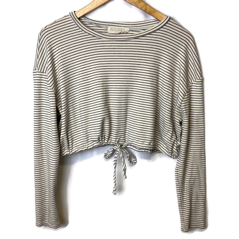 Audrey 3+1 Cropped Striped Lightweight Sweater M